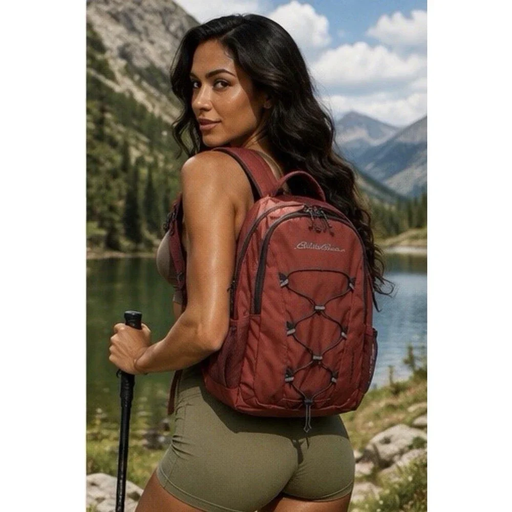 Eddie Bauer Adventurer Backpack Burgundy Hiking Travel Laptop School Daypack